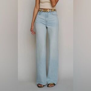 Reformation Carey Lived in Light Wash Wide Leg Jeans